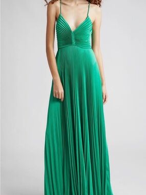 A.L.C. Green Aries pleated dress